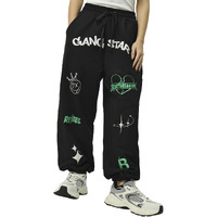 Bewakoof Women's Graphic Printed Super Loose Joggers_584749_Black_S