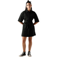 Bewakoof Women's Solid Regular Fit Half Sleeve Collar 100% Nylon Shirt Dress_645121_Black_M