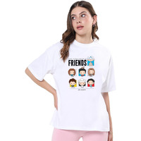 Bewakoof Women's Graphic Printed 100% Cotton T-Shirt - Oversized Fit, Round Neck, Half Sleeves