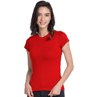 Bewakoof Women's Red Slim Fit T-Shirt