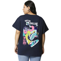 Bewakoof Women's Graphic Printed Plus Size Boyfriend T-Shirt_625698_Blue_6Xl