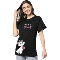 Bewakoof Women's Graphic Printed 100% Cotton T-Shirt - Boyfriend Fit, Round Neck, Half Sleeves