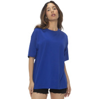 Bewakoof Women's Cotton Oversized Solid T-Shirt, Oversized Fit, Round Neck, Half Sleeve_581064_Blue_S