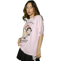 Bewakoof Women's Party Planning Committee Graphic Print Cotton T-Shirt- Oversized Fit, Round Neck, Half Sleeves 585749_Pink_Xs