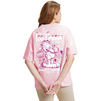 Bewakoof Official Garfield Merchandise Women's Cotton Graphic Printed Oversized Fit T-Shirt_585729_Pink_Xl