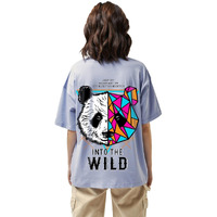 Bewakoof Women's Graphic Printed Oversized Fit Half Sleeve Round Neck Cotton T-Shirt_629611_Baby Lavender_2Xl