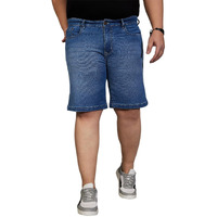 Bigbanana Plus Size Men's Regular Fit Washed Shorts (Adeben-Blue,Blue,9Xl)