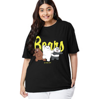 Bewakoof Official Cartoon Network Merchandise Women's Graphic Print Oversized Fit Half Sleeve Round Neck Cotton Plus Size T-Shirt_605536_Black_4Xl