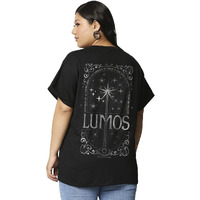 Bewakoof Official Harry Potter Merchandise Women's Graphic Printed Plus Size Boyfriend T-Shirt_625691_Black_6Xl