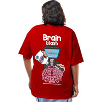 Bewakoof Women's Graphic Print Oversized Fit Half Sleeve Round Neck Cotton Plus Size T-Shirt_634145_Red_5Xl