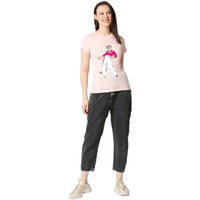 Bewakoof Women's Watermelon Sugar Graphic Print Cotton T-Shirt- Slim Fit, Round Neck, Half Sleeves 579040_Pink_Xl