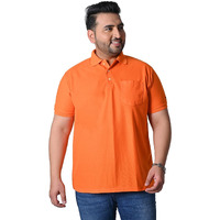 Bigbanana Plus Size Men's Regular Fit Solid Polo Tshirt(Bibs-Orange,Orange,6Xl)