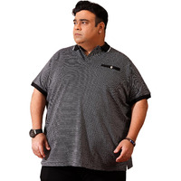 Bigbanana Plus Size Men's Regular Fit Jacquard Polo Tshirt (Paulo,Black,6Xl)