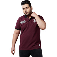 Bigbanana Plus Size Men's Regular Fit Printed Polo Tshirt (Lucas,Maroon,5Xl)