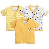 Bumzee Yellow & White Girls Half Sleeves Jablas Pack Of 3 Age - 9-12 Months (Peb8211E-Ylw.Wht)