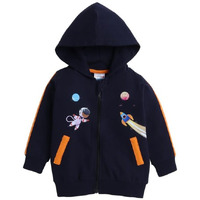 Bumzee Navy Boys Full Sleeves Cotton Hooded Zipper Sweatshirt Age - 6-12 Months (Peb9725C-Nbl)