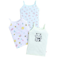 Bumzee Aqua Blue & White Girls Cotton Camisole Slips Pack Of 3 Age - 6-12 Months (Peb9591C-Abl.Wht)