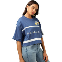 Bewakoof Official Friends Merchandise Women's Graphic Printed Oversized Top_589818_Blue_Xl