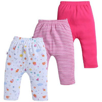 Bumzee Baby Girls Cotton Diaper Pants/Leggings/Pyjamas Pink & White - New Born (Peb10427A-Pnk)