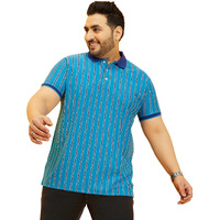 Bigbanana Plus Size Men's Regular Fit Striped Polo Tshirt (Satordi,Blue,2Xl)