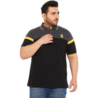 Bigbanana Plus Size Men's Regular Fit Colorblock Polo Tshirt (Decolt,Black,5Xl)