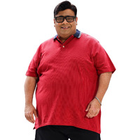 Bigbanana Plus Size Men's Regular Fit Striped Polo Tshirt (Tokyo,Maroon,6Xl)