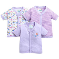 Bumzee White & Lavender Girls Half Sleeves Jablas Pack Of 3 Age - 6-9 Months (Peb9009D-Wht.Lvd)