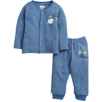 Bumzee Indigo Blue Boys Full Sleeves Cotton Thermal Jabla & Jogger Set Age - 0-3 Months (Peb9631B-Ibl)
