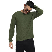 Bewakoof Men's Solid Regular Fit Full Sleeve Round Neck Cotton Sweater Green