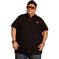 Bigbanana Men's Plus Size Solid Black Polo Tshirt(Mave,Black,7Xl)