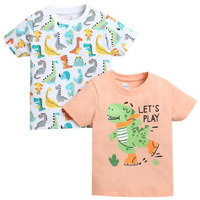 Bumzee Orange & White Boys Half Sleeves Cotton T-Shirts Pack Of 2 Age - 6-12 Months (Peb9922C-Org.Wht)
