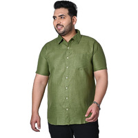 Bigbanana Plus Size Men's Regular Fit Solid Shirt (Britain-Green,Green,3Xl)