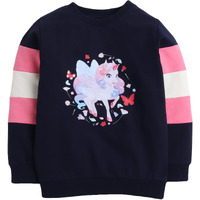 Bumzee Navy Girls Full Sleeves Cotton Sweatshirt Age - 7-8 Years (Peb9764K-Nbl)