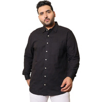 Bigbanana Plus Size Men's Regular Fit Solid Shirt (Vernonf-10,Black,5Xl)