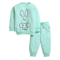 Bumzee Mint Green Girls Full Sleeves Cotton Sweatshirt & Jogger Set Age - 6-12 Months (Peb10001C-Mgn)