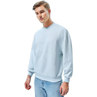 Bewakoof Men's Solid Polyester Sweatshirt - Oversized Fit, Round Neck, Full Sleeves_602510_Blue_Xl
