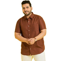 Bigbanana Plus Size Men's Regular Fit Solid Shirt (Oklahoma-Brown,Brown,3Xl)