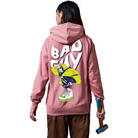 Bewakoof Women's Graphic Printed Oversized Fit Full Sleeve Fleece Hoodies_629681_Pink_M