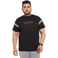 Bigbanana Plus Size Men's Regular Fit Printed Round Neck Tshirt (Lean,Black,3Xl)