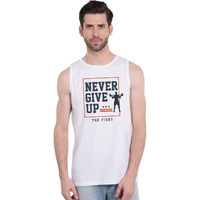 Bewakoof Men's Typography 100% Cotton Vest - Regular Fit, Round Neck, Sleeveless White