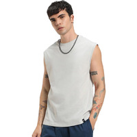 Bewakoof Men's Solid Boxy Fit Sleeveless Round Neck Cotton Vest_581365_Grey_3Xl