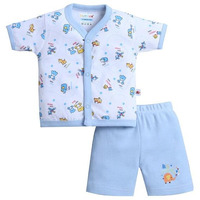 Bumzee Baby Boys Cotton Half Sleeves Jabla & Short Set Sky Blue & White - 6-9 Months (Peb10586D-Sbl)