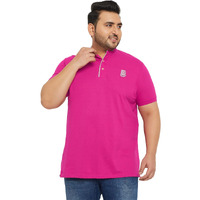 Bigbanana Plus Size Men's Regular Fit Solid Henley Tshirt (Hemleys-Pink,Pink,6Xl)