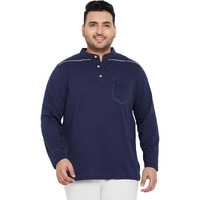 Bigbanana Plus Size Men's Regular Fit Solid Henley Tshirt(Antonate,Navy Blue,6Xl)