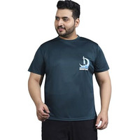 Bigbanana Men's Plus Size Printed Teal Round Neck Tshirt (Gravix,Teal,5Xl)