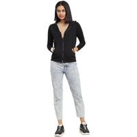 Bewakoof Women Solid Black Full Sleeve Hooded Sweatshirt