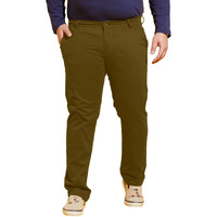 Bigbanana Plus Size Men's Regular Fit Solid Trousers (Lepton-Olive,Olive,6Xl)