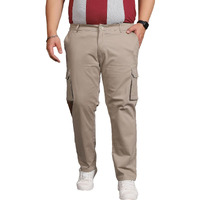 Bigbanana Plus Size Men's Regular Fit Solid Trousers (Titman,Grey,5Xl)