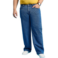 Bigbanana Plus Size Men's Baggy Fit Solid Jeans (Scroll-Indigo,Blue,5Xl)