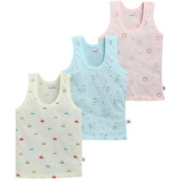 Bumzee Boys Cotton Sleeveless Vest Yellow & Aqua Pack Of 3 Age - 6-12 Months (Peb10415C-Ylw)
